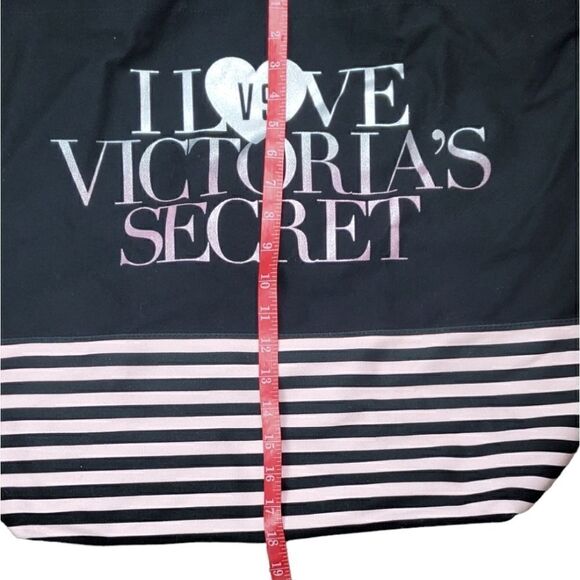 Victoria's Secret Blavk & Pink Striped Weekend Tote - Picture 4 of 5
